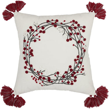 Wreath Pom Pom Pillow 18